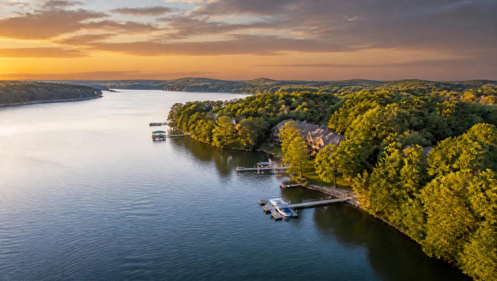 Aerial view of the Cow Bay shoreline at Vierling Shores in Prior Lake, Minnesota